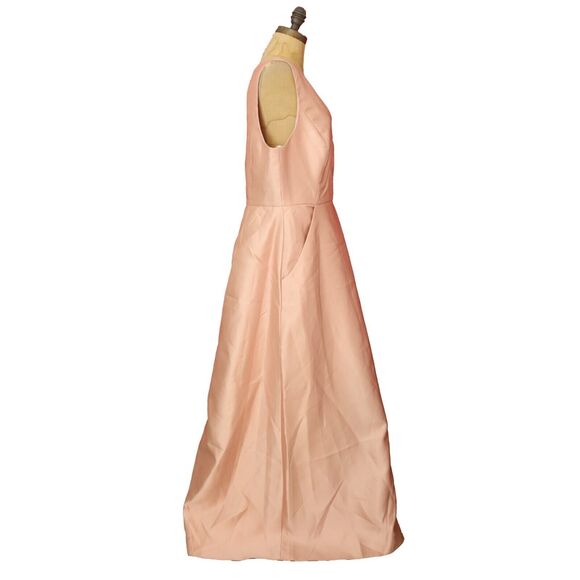 Alfred Sung V-Neck Gown 16 Twill Toasted Sugar Pink Dress RUNS SMALL NWT B34 - Picture 2 of 6